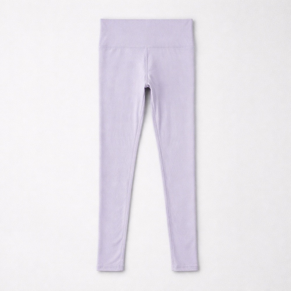 NEW Mono B Lavender Textured Rib High Waisted Leggings APH8090 Purple Small